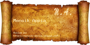 Mensik Appia névjegykártya